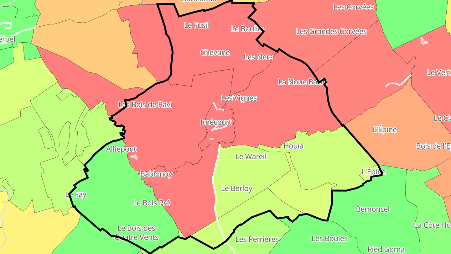 Carte des prix de l'immobilier Imécourt