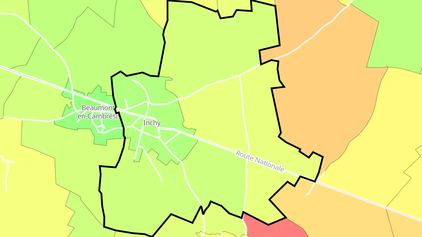 Carte des prix de l'immobilier Inchy