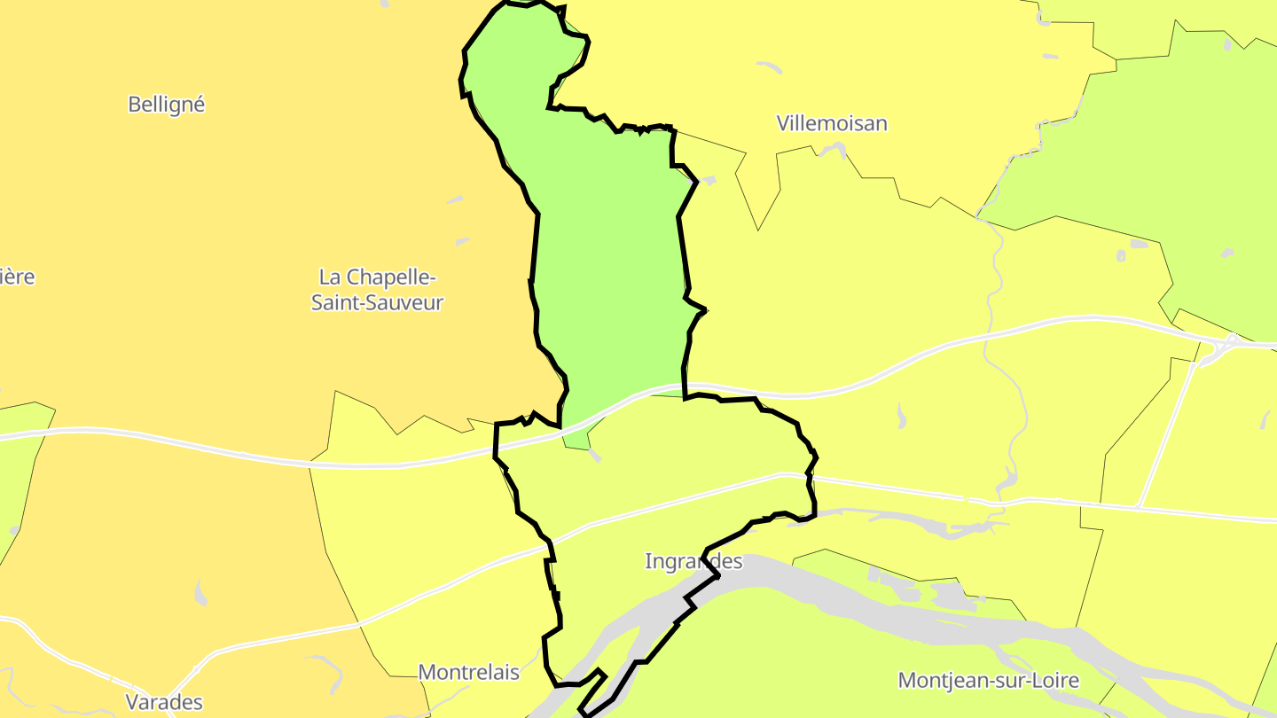 Carte des prix de l'immobilier Ingrandes-le-Fresne-sur-Loire