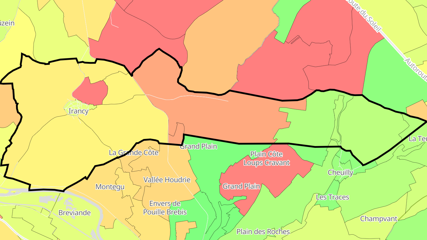 Carte des prix de l'immobilier Irancy