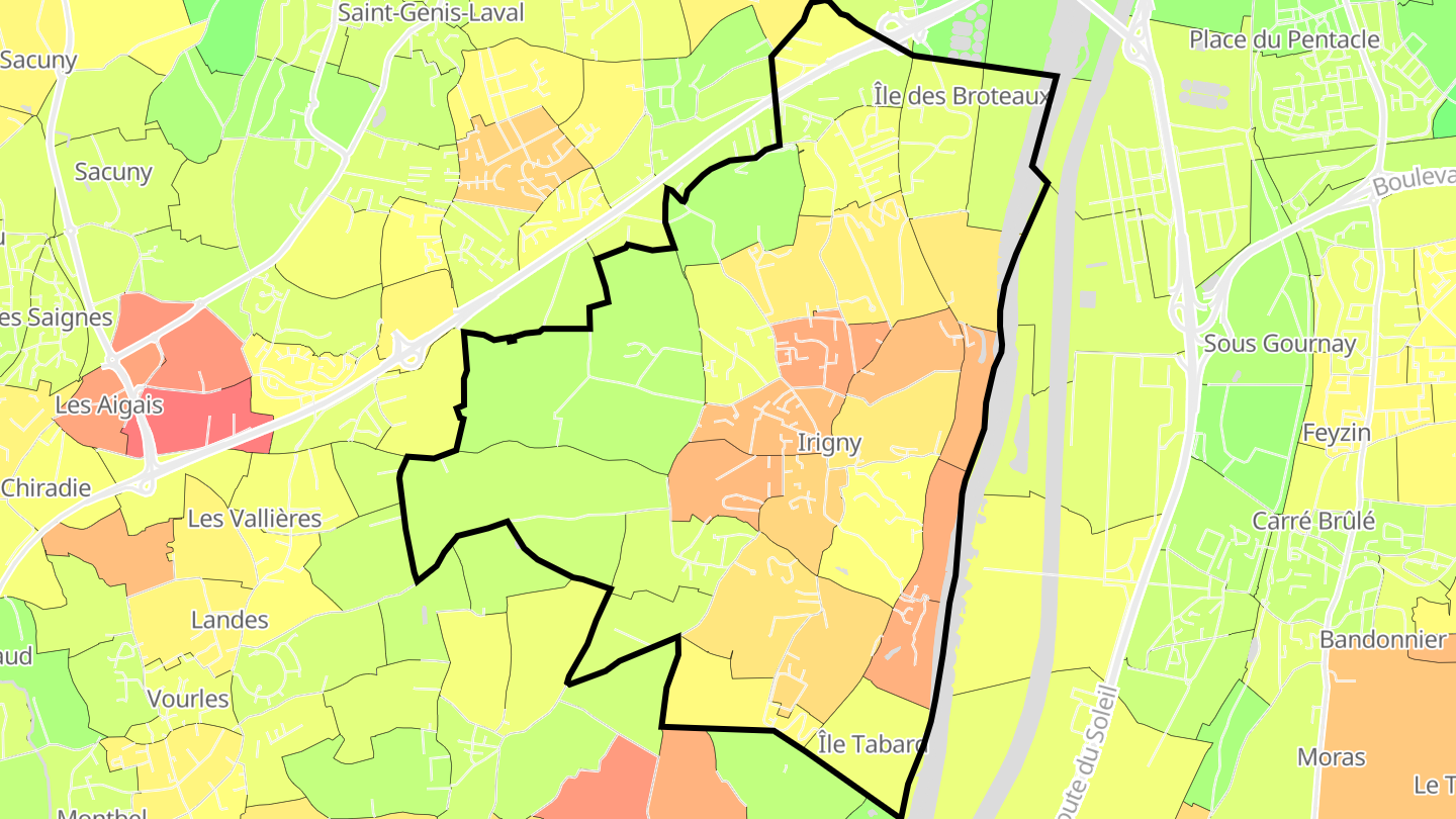 Carte des prix de l'immobilier Irigny