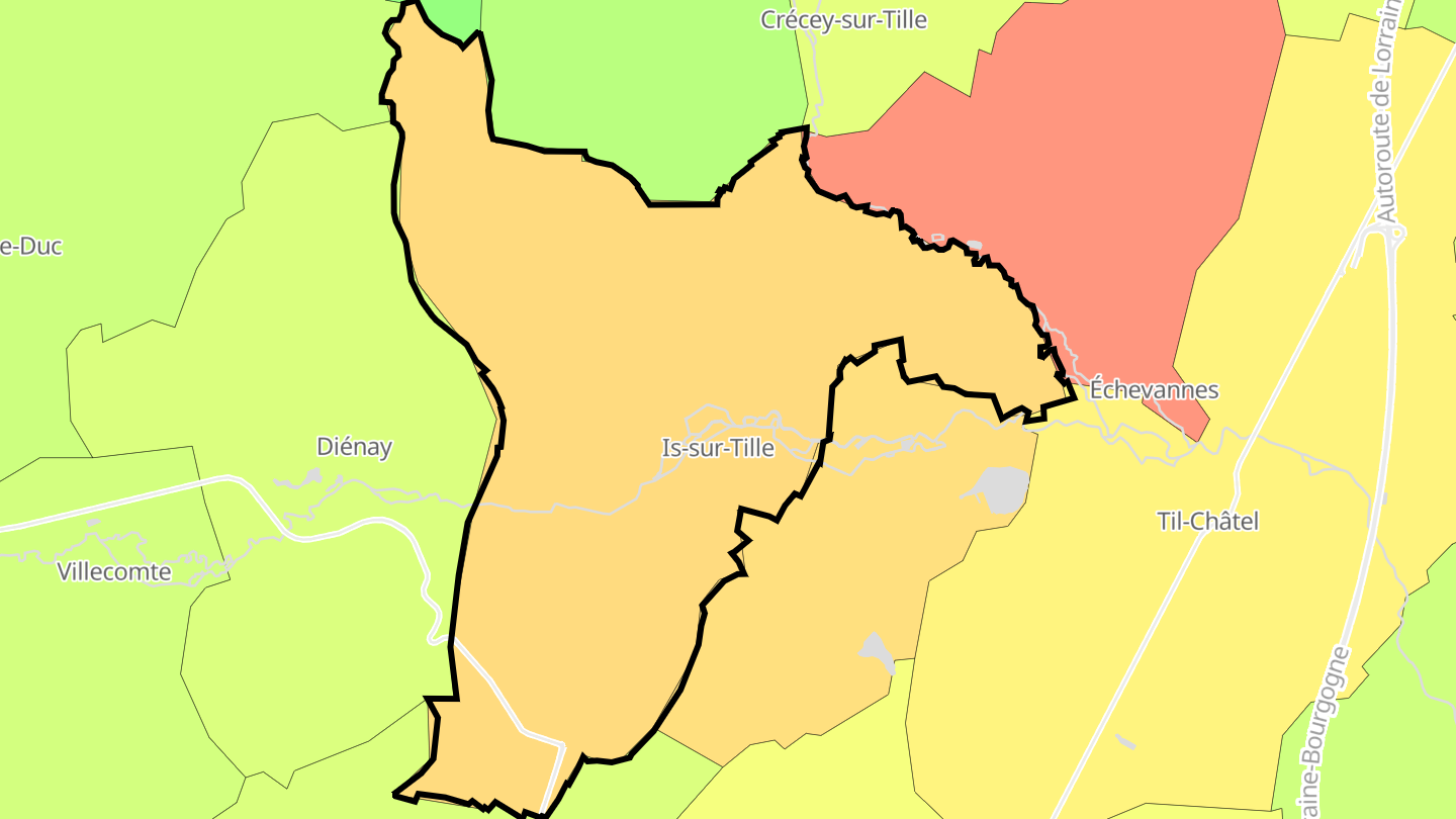 Carte des prix de l'immobilier Is-sur-Tille