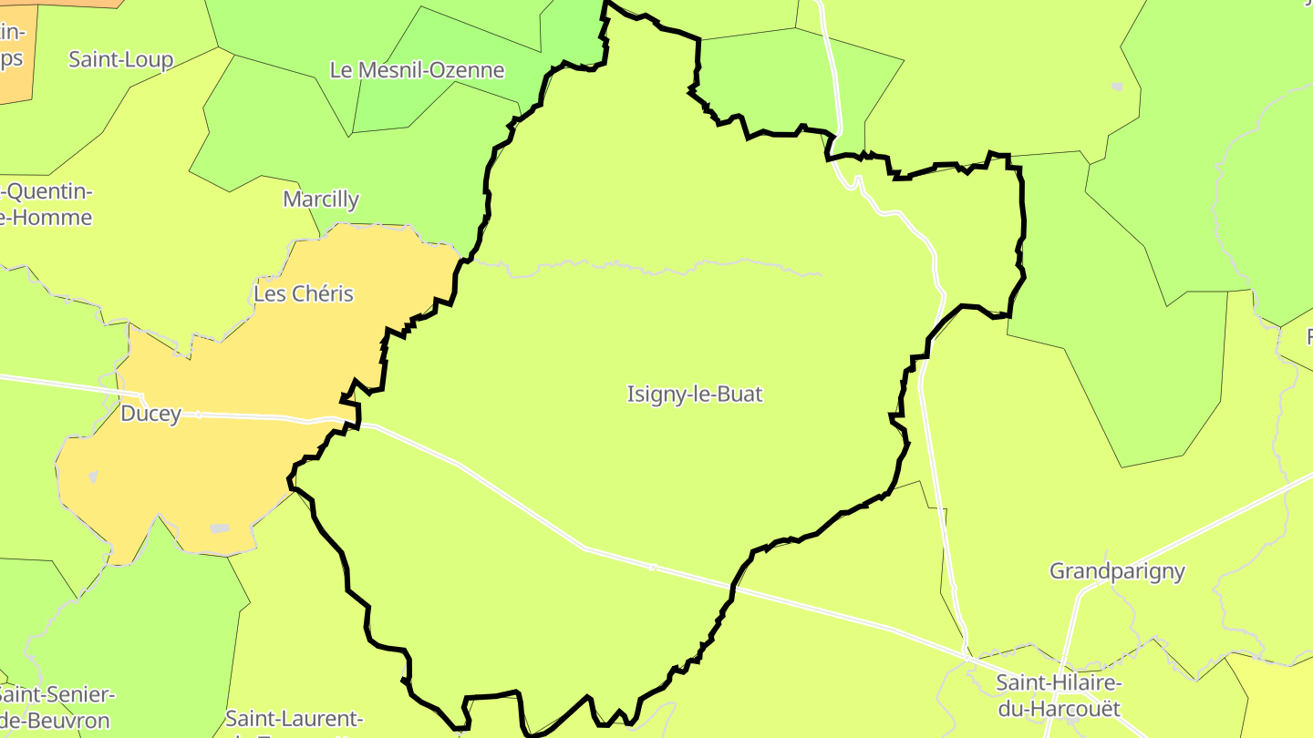 Carte des prix de l'immobilier Isigny-le-Buat