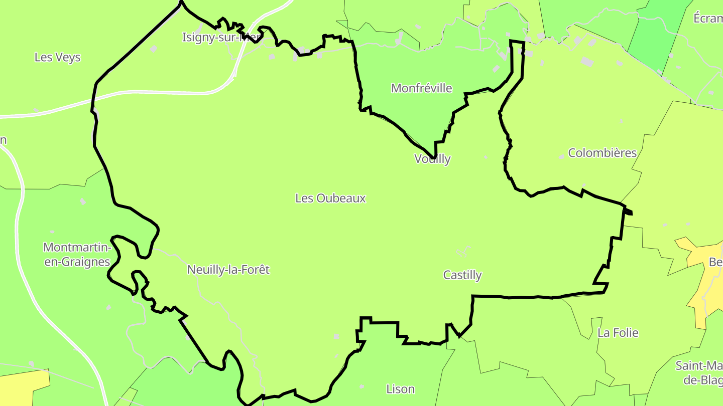 Carte des prix de l'immobilier Isigny-sur-Mer