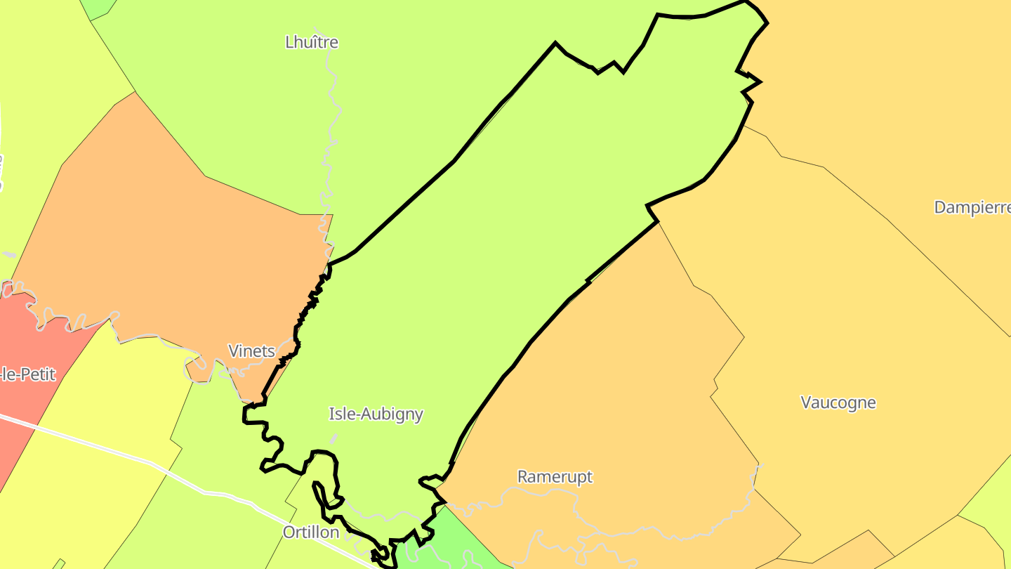 Carte des prix de l'immobilier Isle-Aubigny