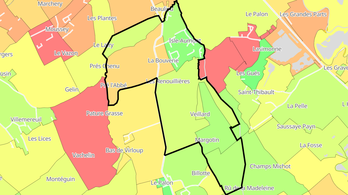 Carte des prix de l'immobilier Isle-Aumont