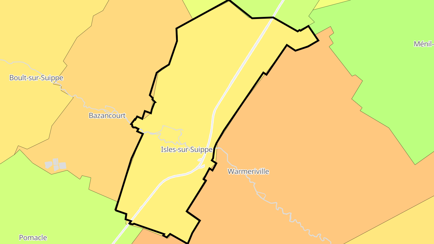 Carte des prix de l'immobilier Isles-sur-Suippe