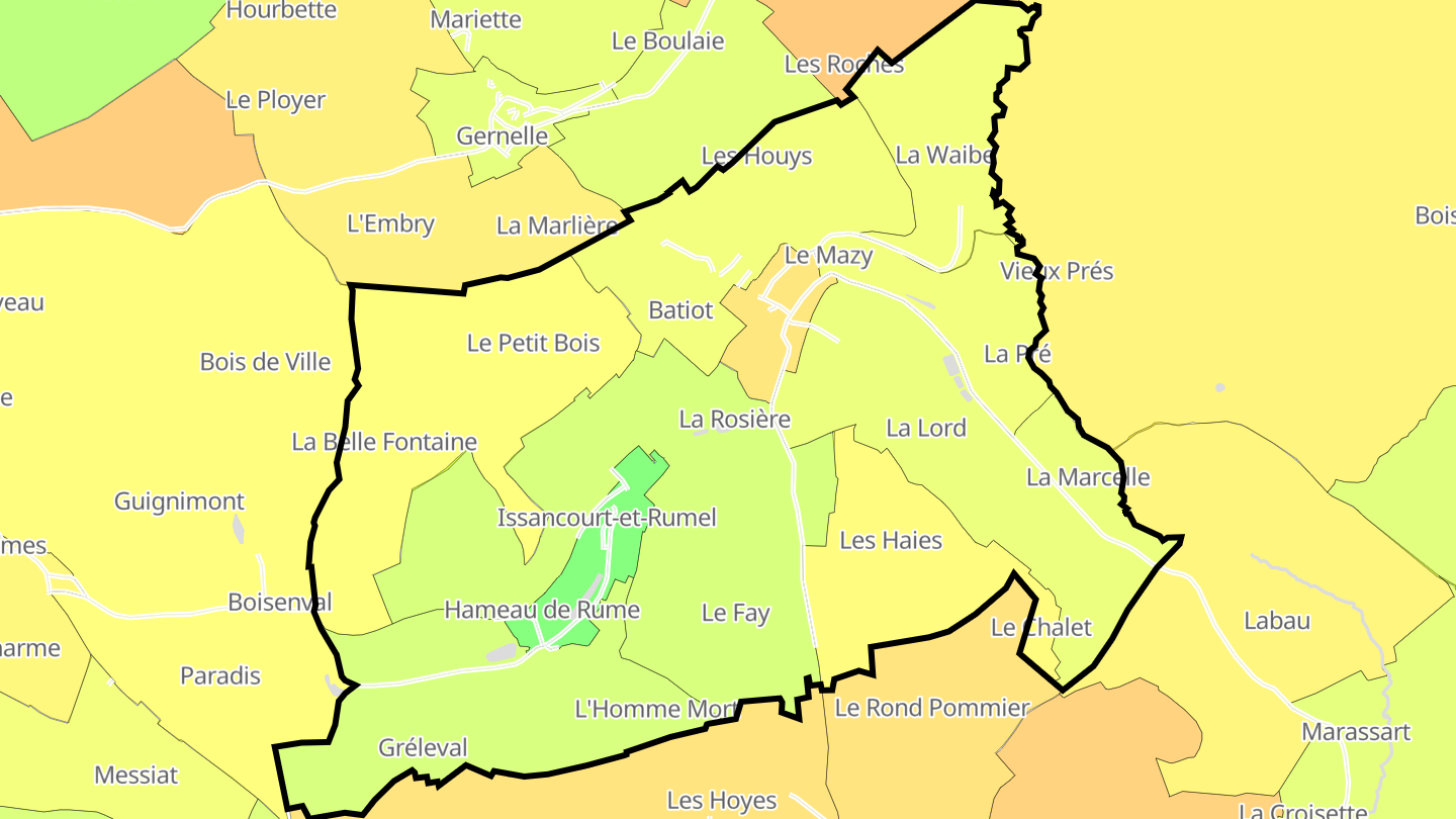 Carte des prix de l'immobilier Issancourt-et-Rumel