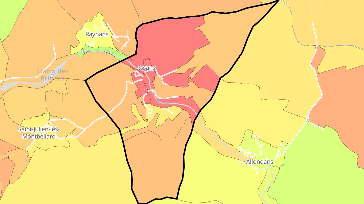 Carte des prix de l'immobilier Issans