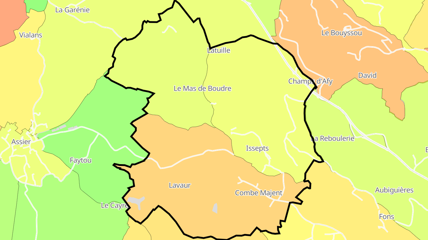 Carte des prix de l'immobilier Issepts