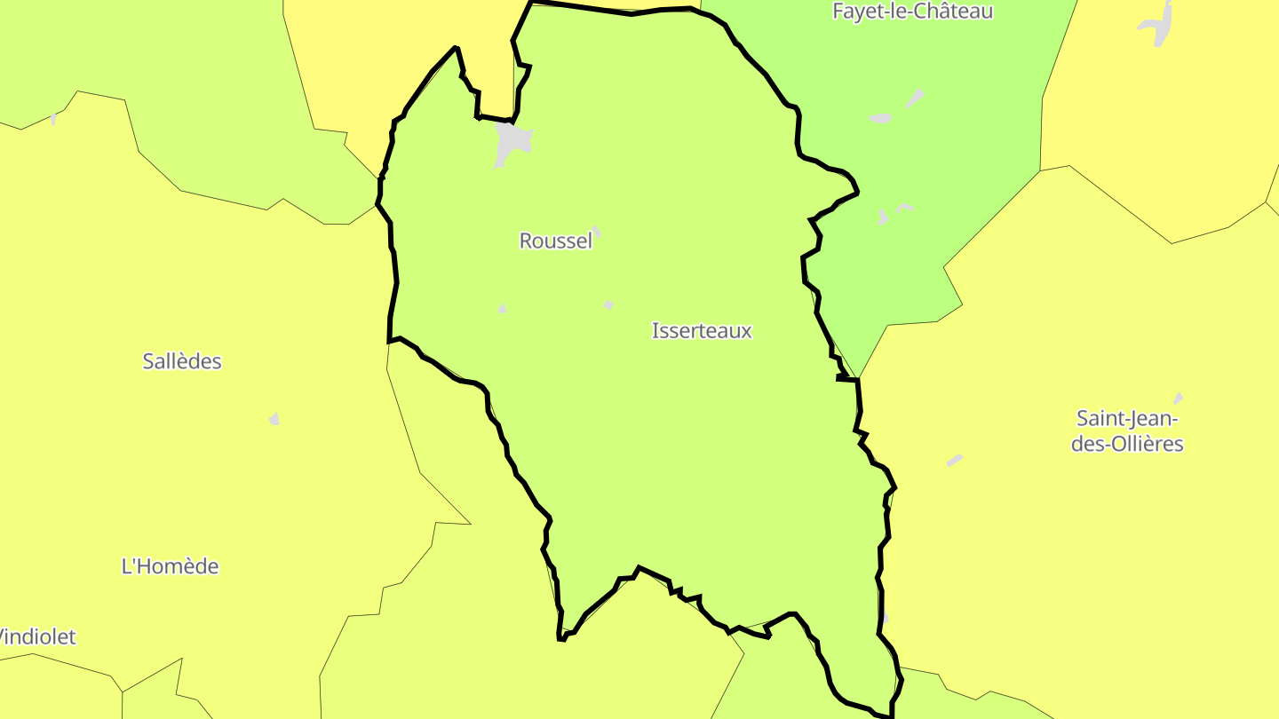 Carte des prix de l'immobilier Isserteaux