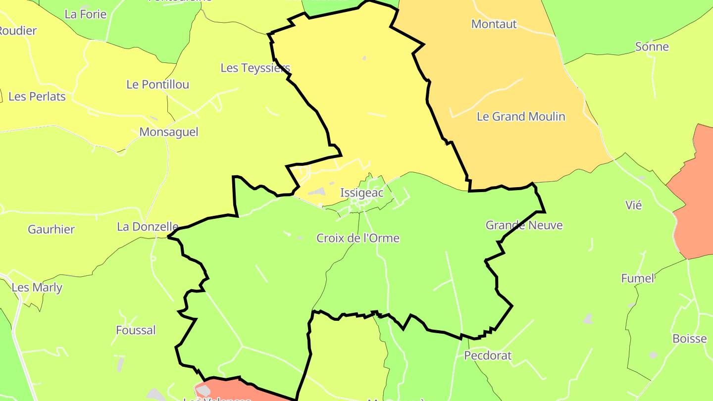 Carte des prix de l'immobilier Issigeac