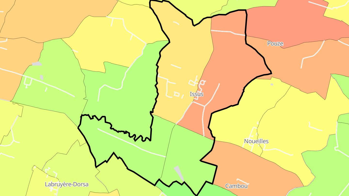Carte des prix de l'immobilier Issus