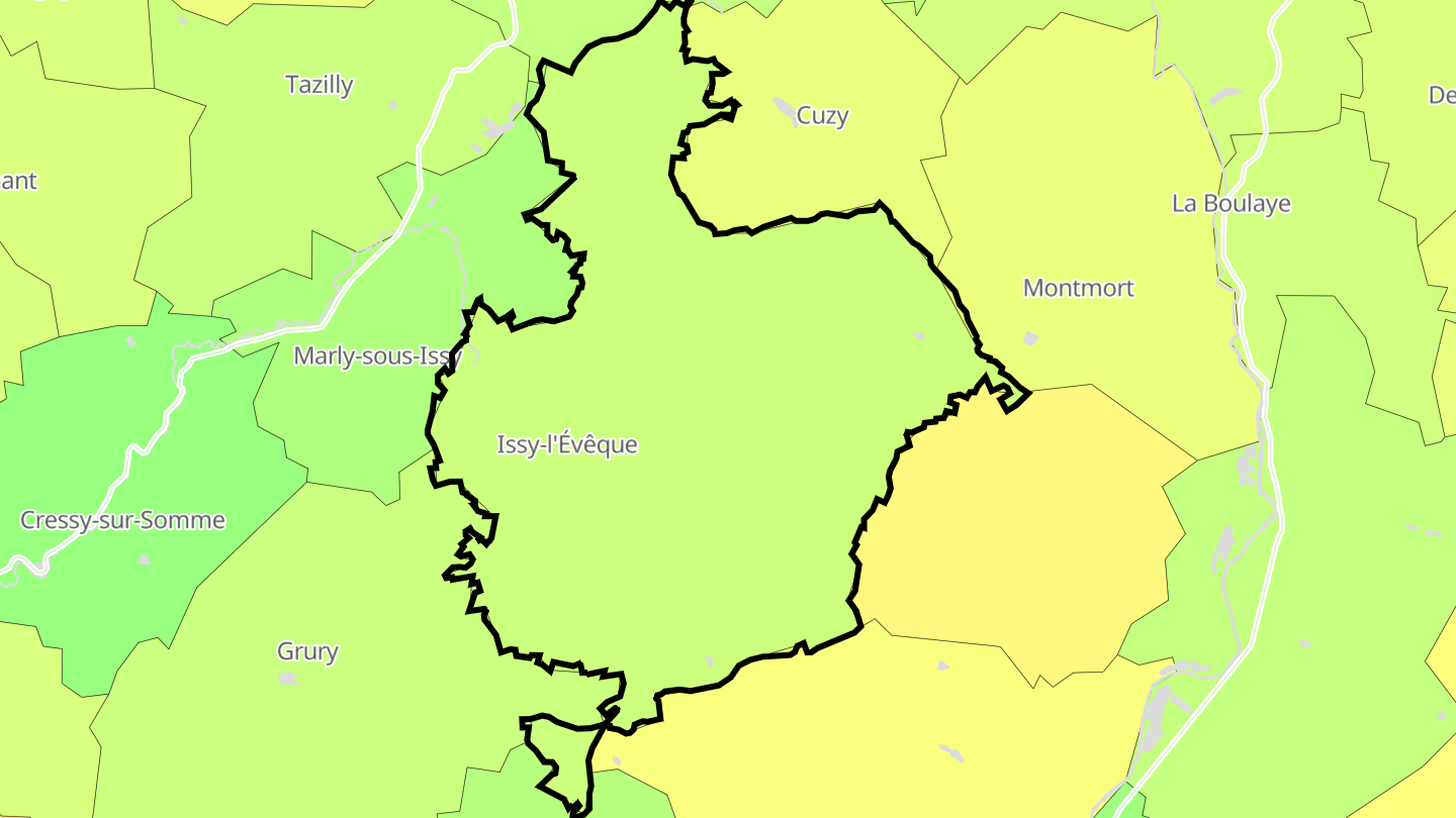 Carte des prix de l'immobilier Issy-l'Évêque