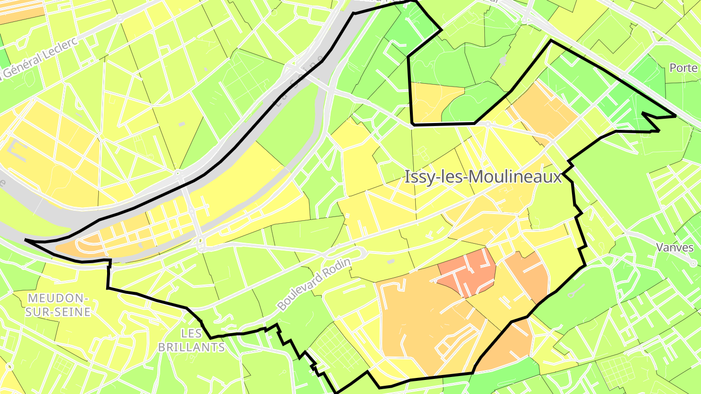 Carte des prix de l'immobilier Issy-les-Moulineaux