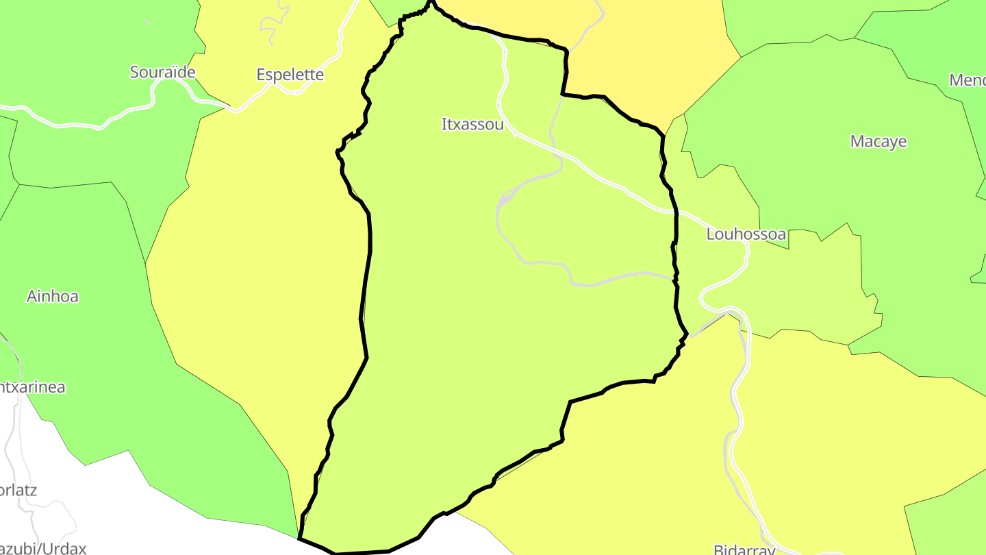 Carte des prix de l'immobilier Itxassou