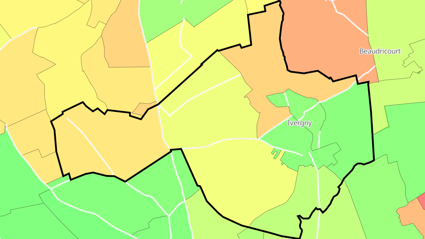 Carte des prix de l'immobilier Ivergny