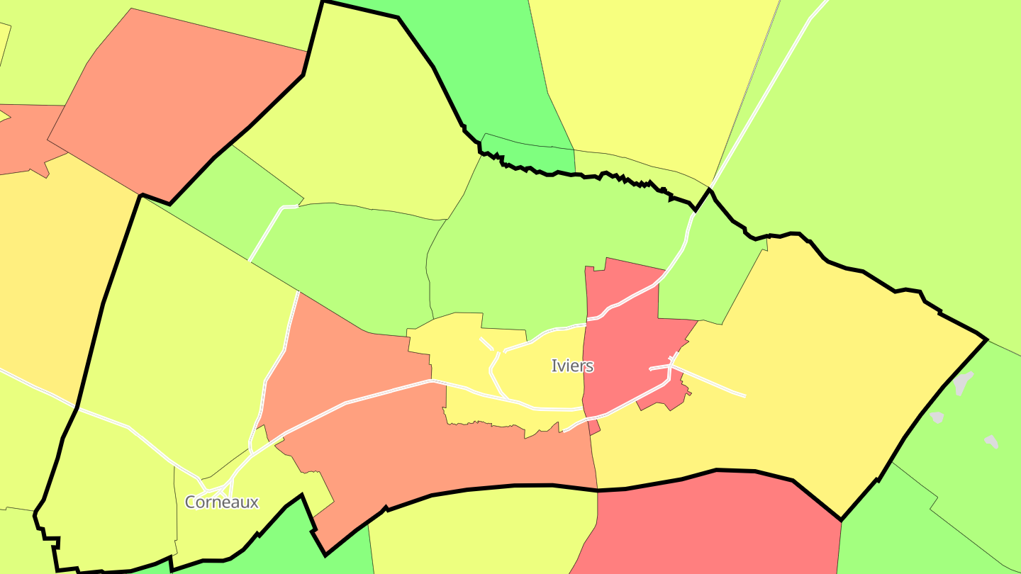 Carte des prix de l'immobilier Iviers