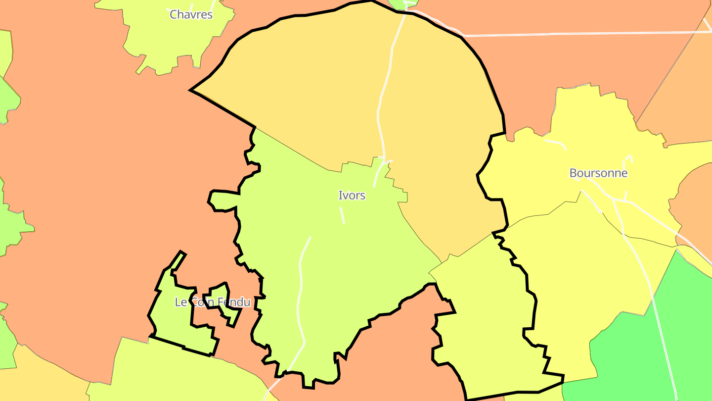 Carte des prix de l'immobilier Ivors
