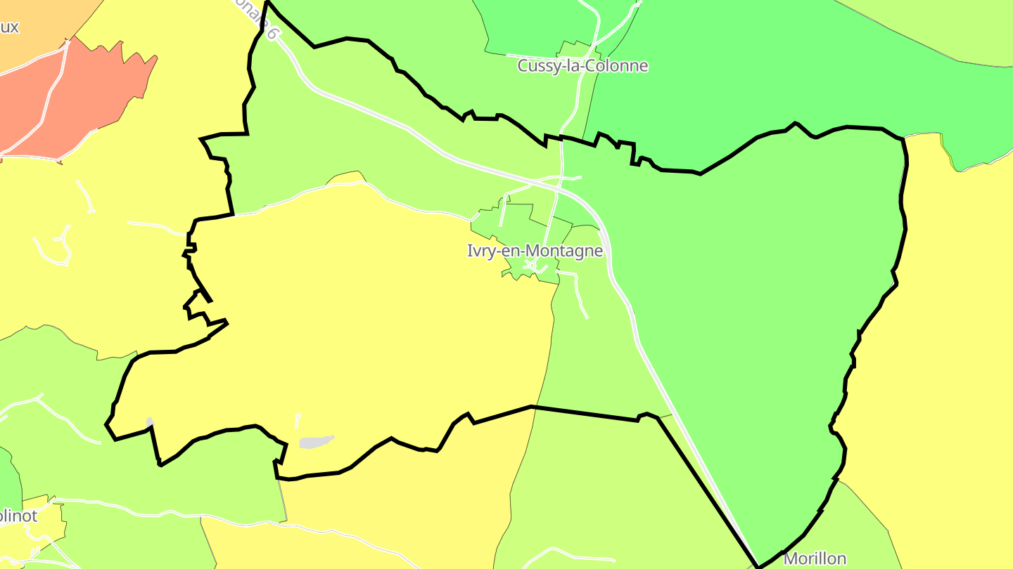 Carte des prix de l'immobilier Ivry-en-Montagne