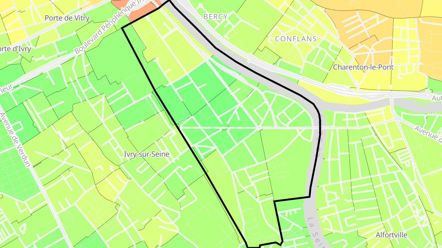 Carte des prix de l'immobilier Ivry Port