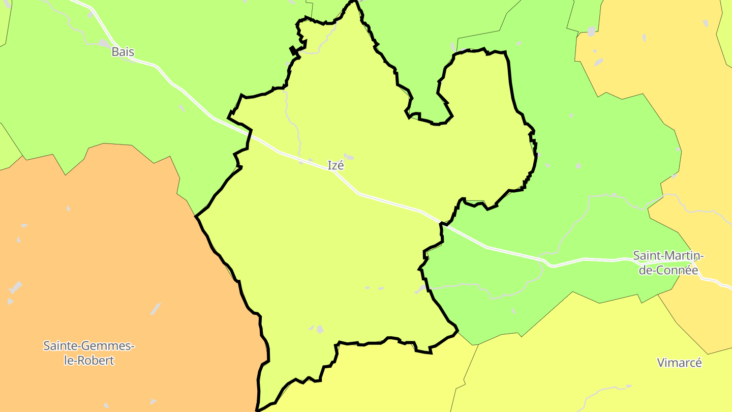 Carte des prix de l'immobilier Izé