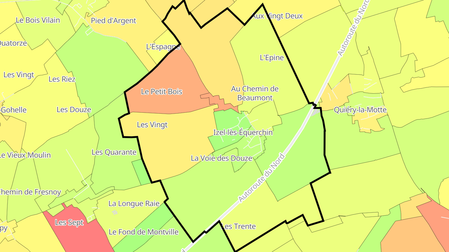 Carte des prix de l'immobilier Izel-lès-Équerchin