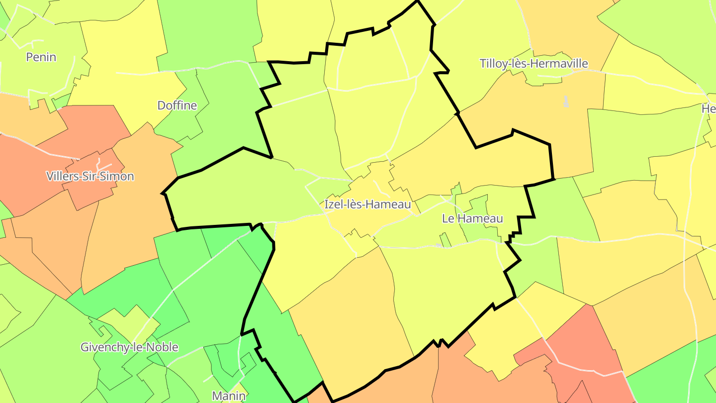 Carte des prix de l'immobilier Izel-lès-Hameau