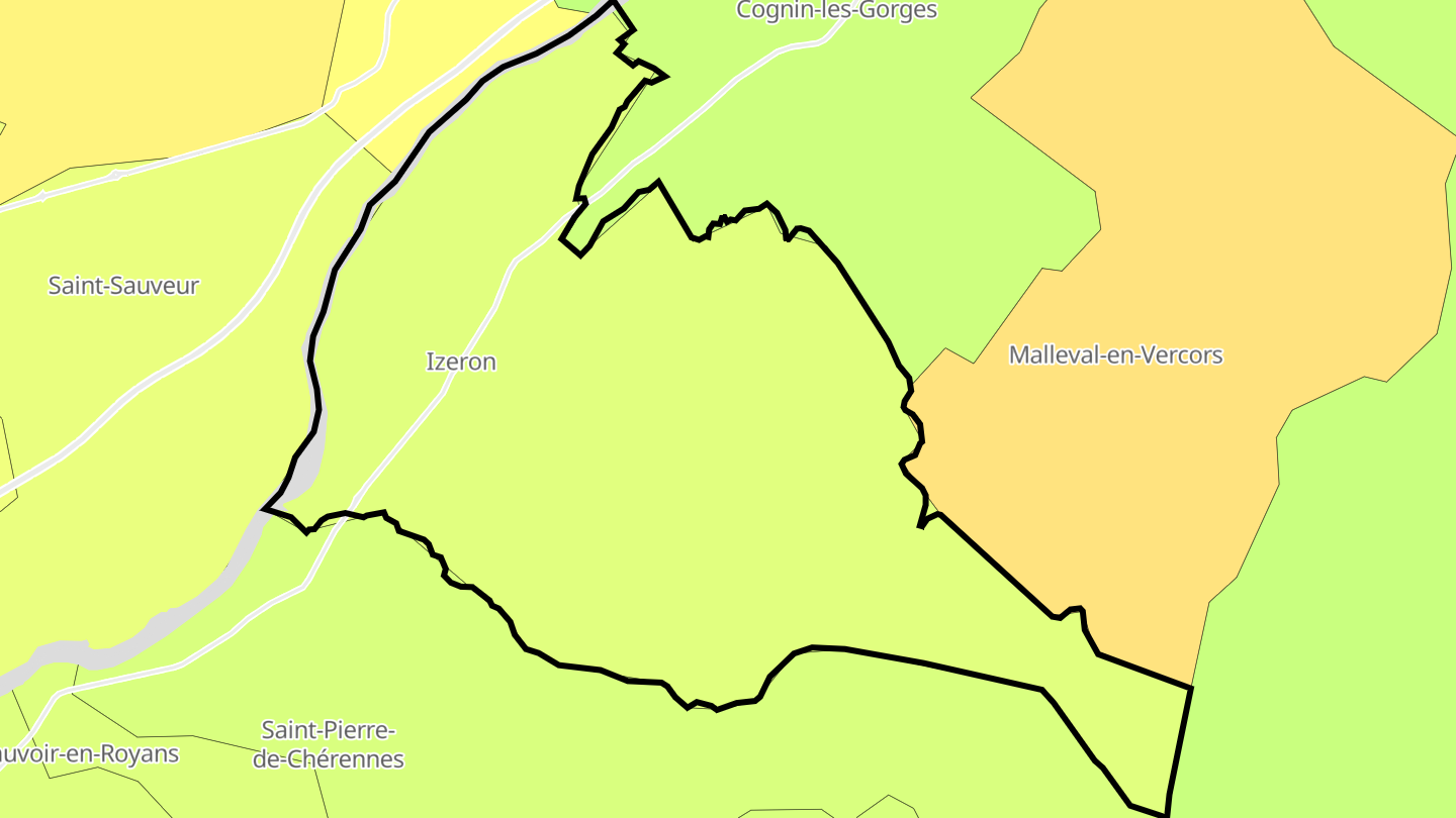 Carte des prix de l'immobilier Izeron