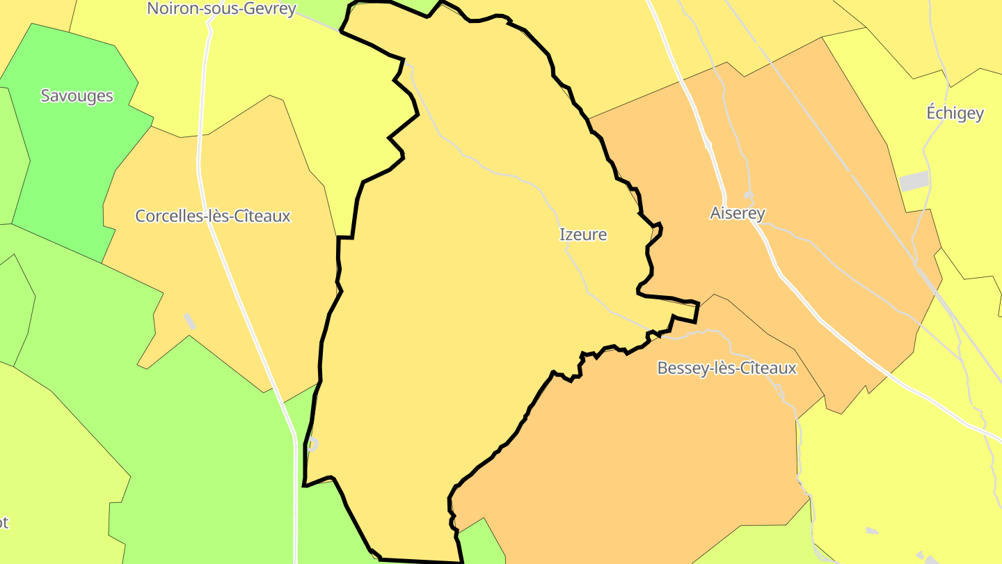 Carte des prix de l'immobilier Izeure