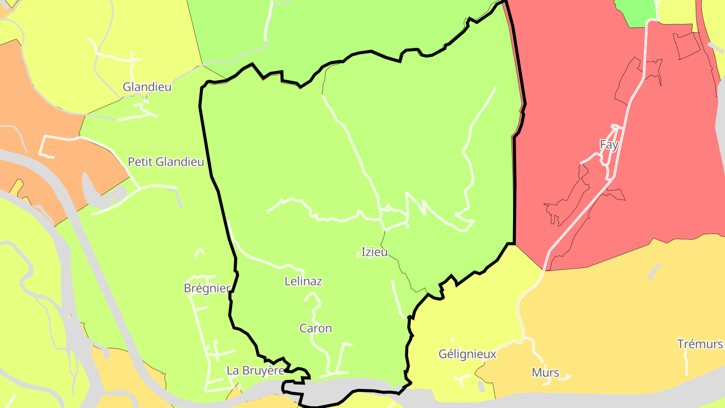 Carte des prix de l'immobilier Izieu