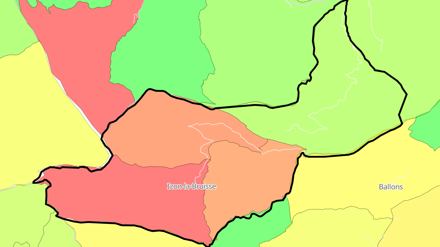 Carte des prix de l'immobilier Izon-la-Bruisse