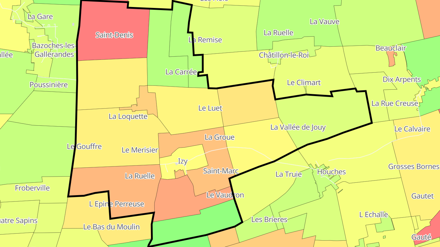 Carte des prix de l'immobilier Izy
