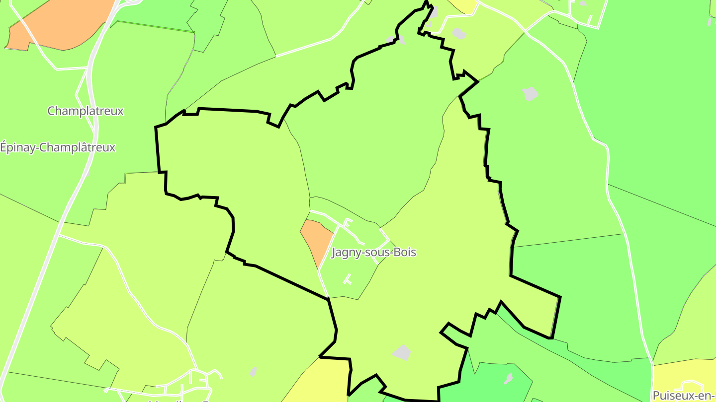 Carte des prix de l'immobilier Jagny-sous-Bois