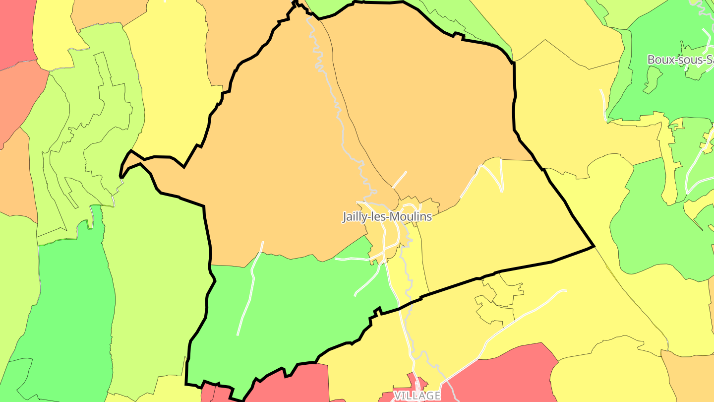 Carte des prix de l'immobilier Jailly-les-Moulins