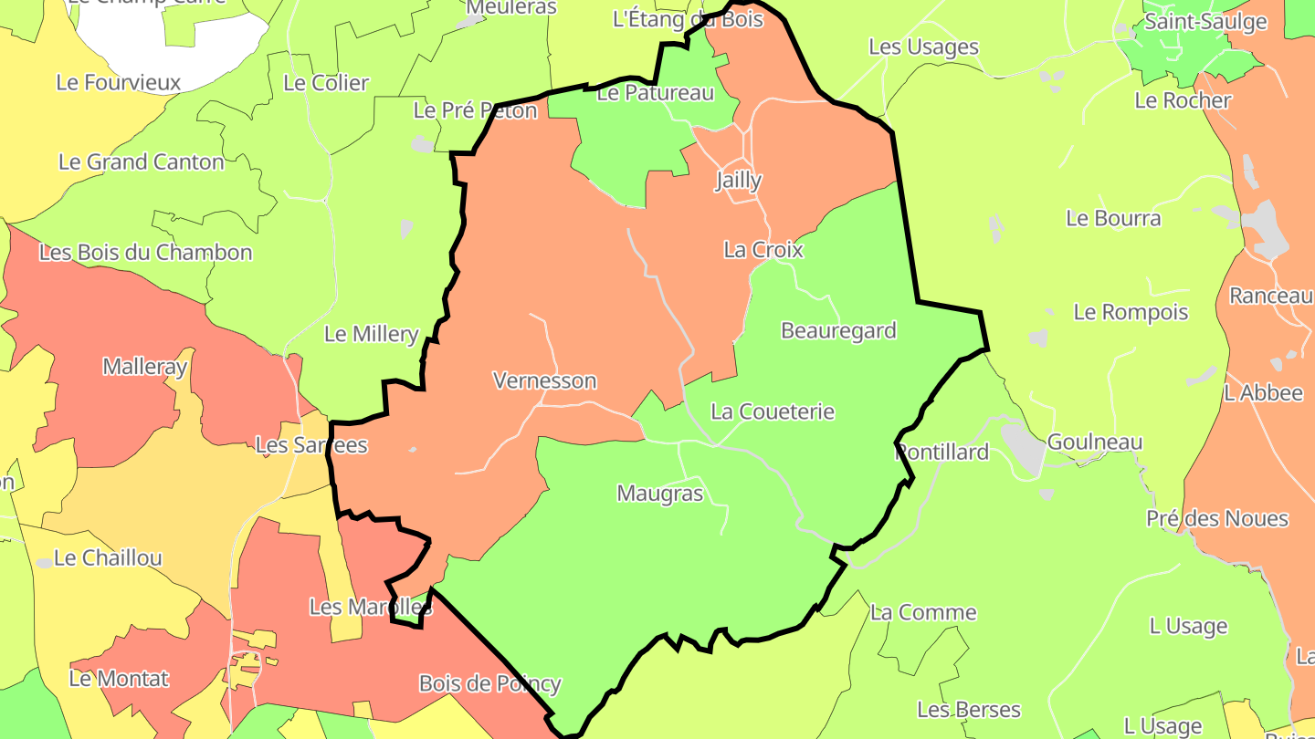 Carte des prix de l'immobilier Jailly