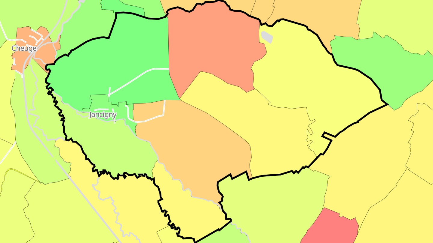 Carte des prix de l'immobilier Jancigny