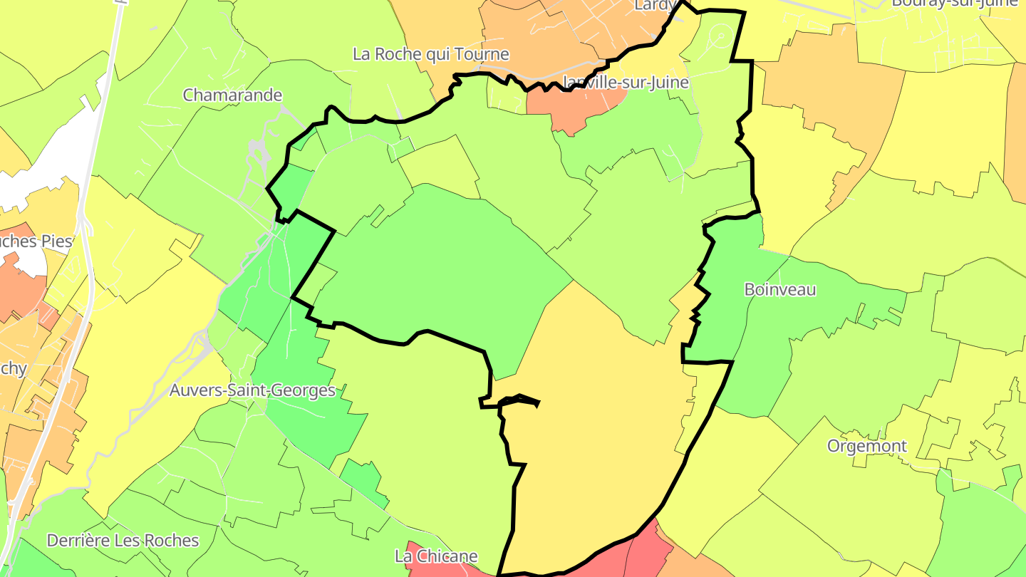 Carte des prix de l'immobilier Janville-sur-Juine