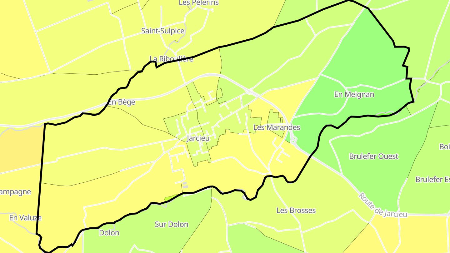 Carte des prix de l'immobilier Jarcieu