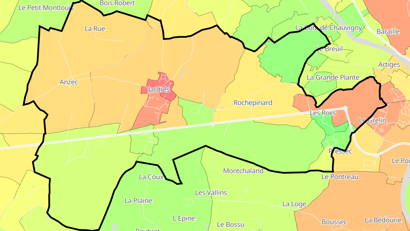 Carte des prix de l'immobilier Jardres