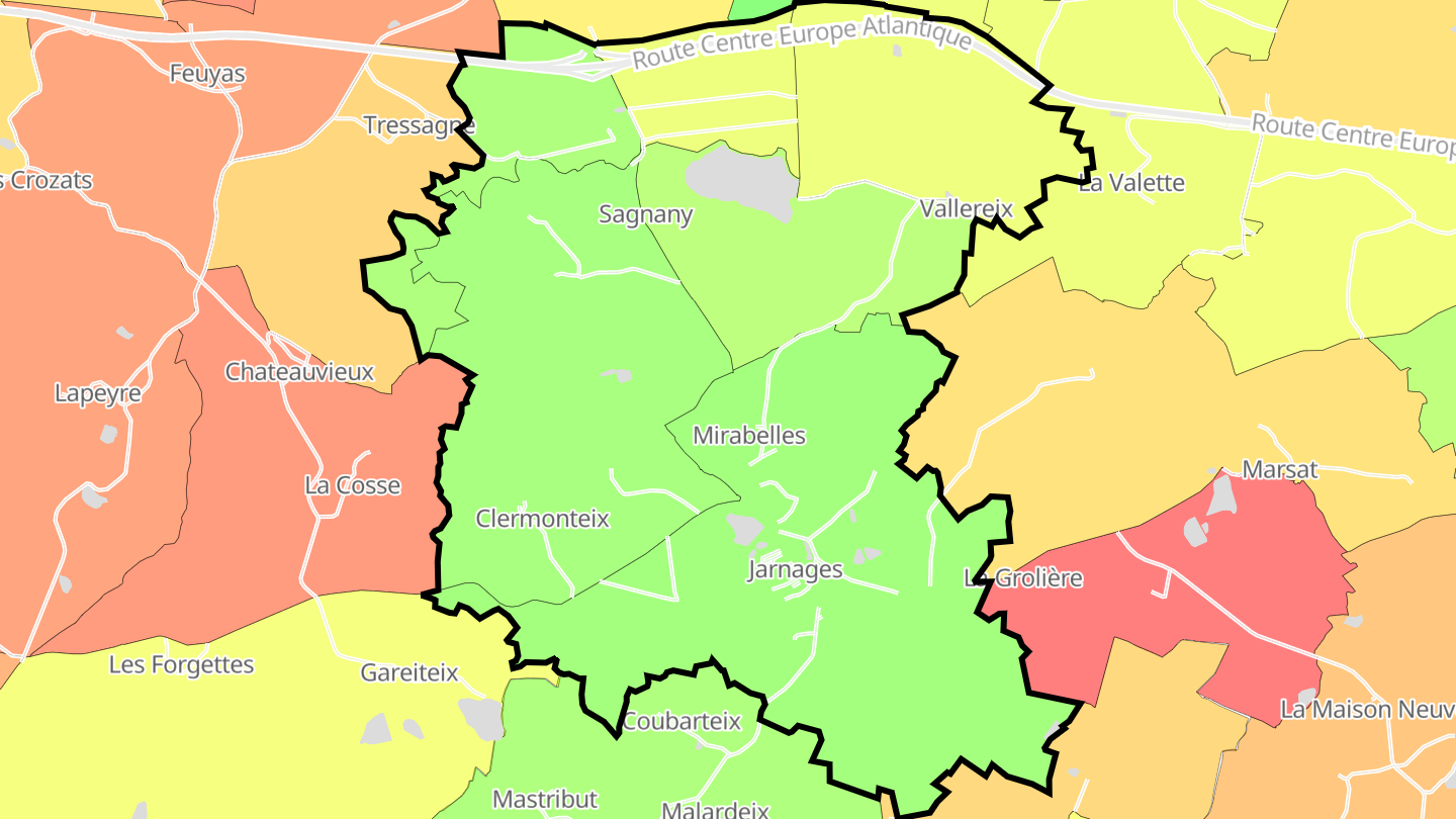 Carte des prix de l'immobilier Jarnages