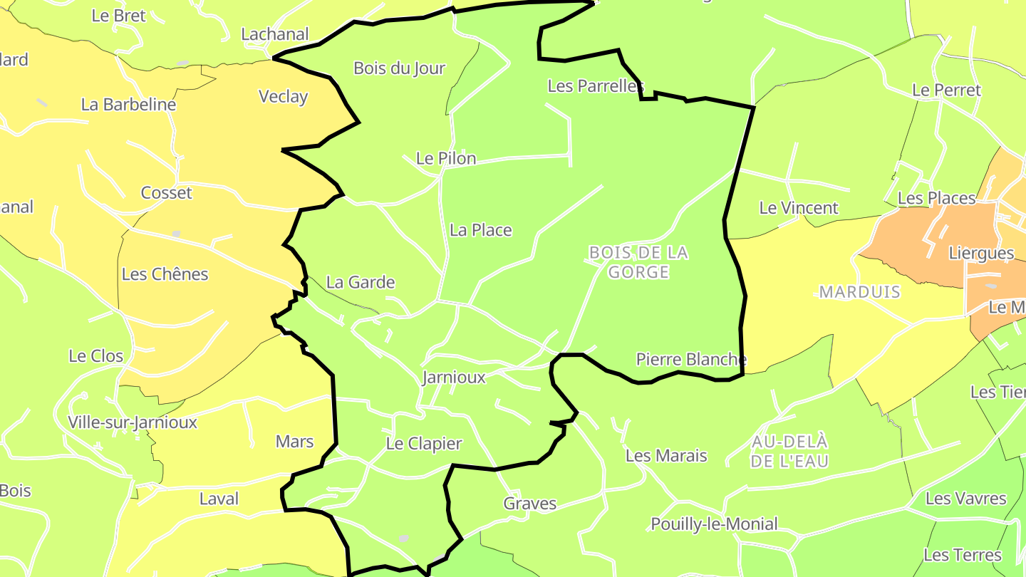 Carte des prix de l'immobilier Jarnioux