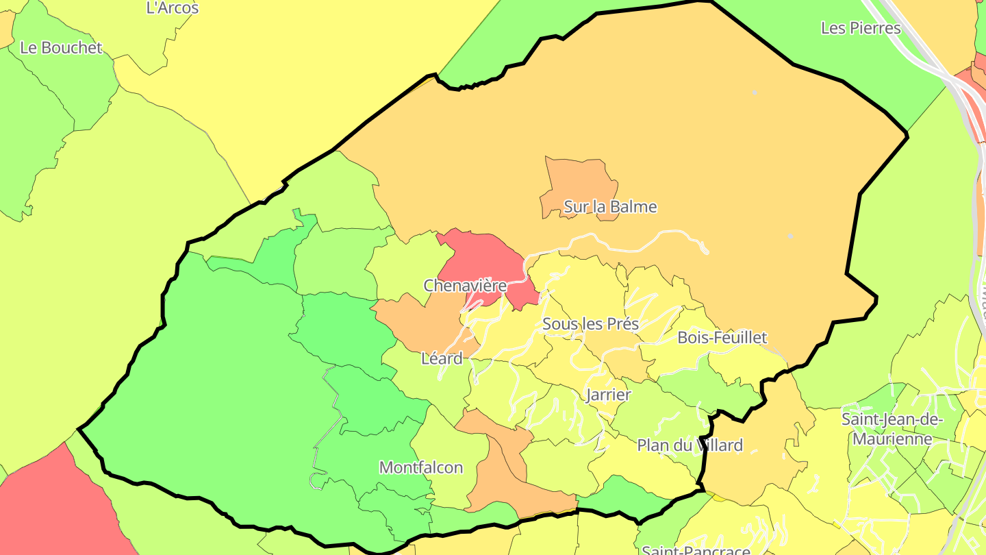 Carte des prix de l'immobilier Jarrier