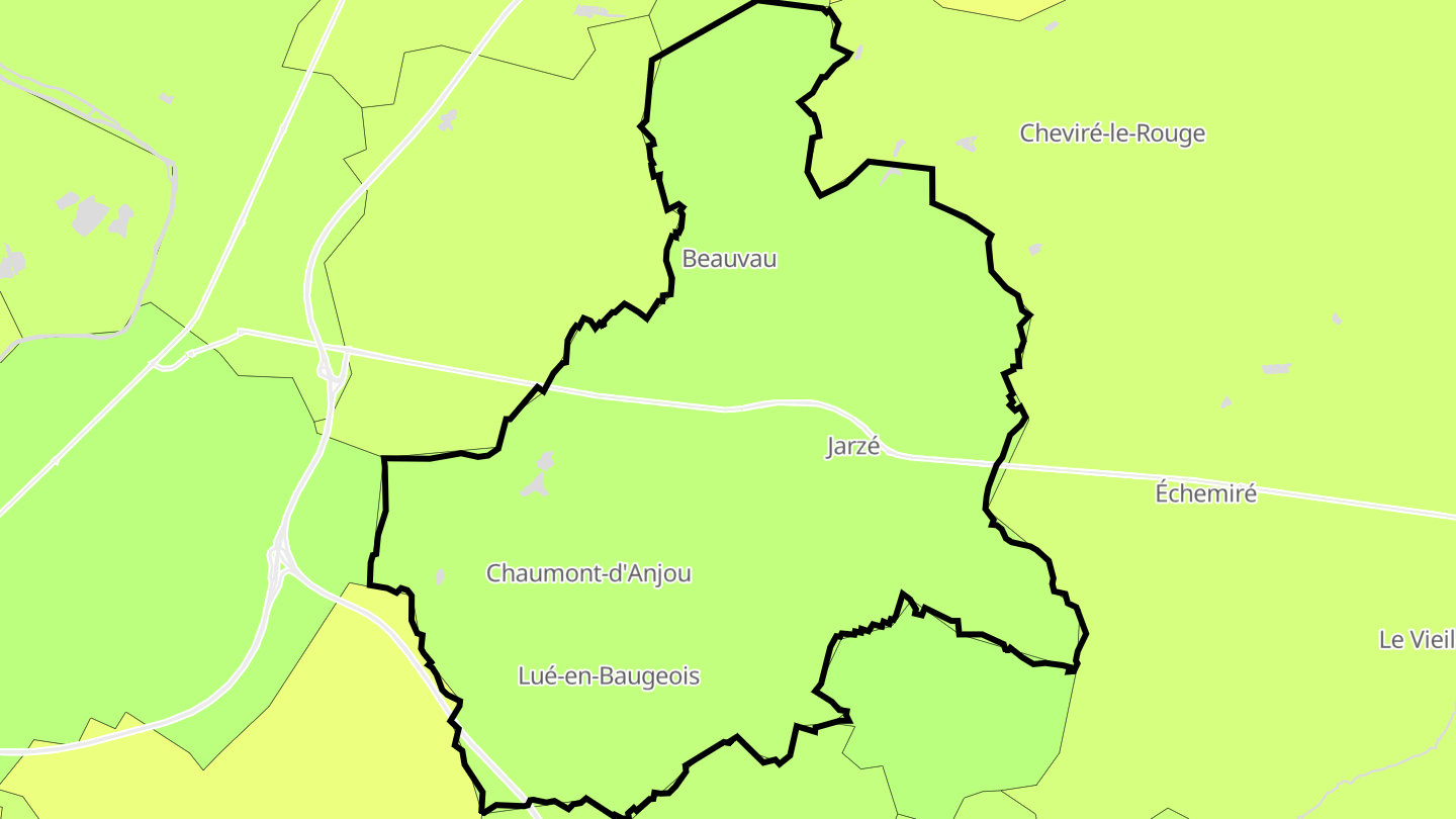 Carte des prix de l'immobilier Jarzé Villages