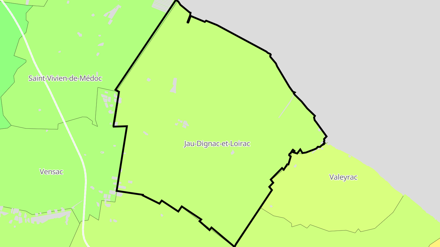 Carte des prix de l'immobilier Jau-Dignac-et-Loirac