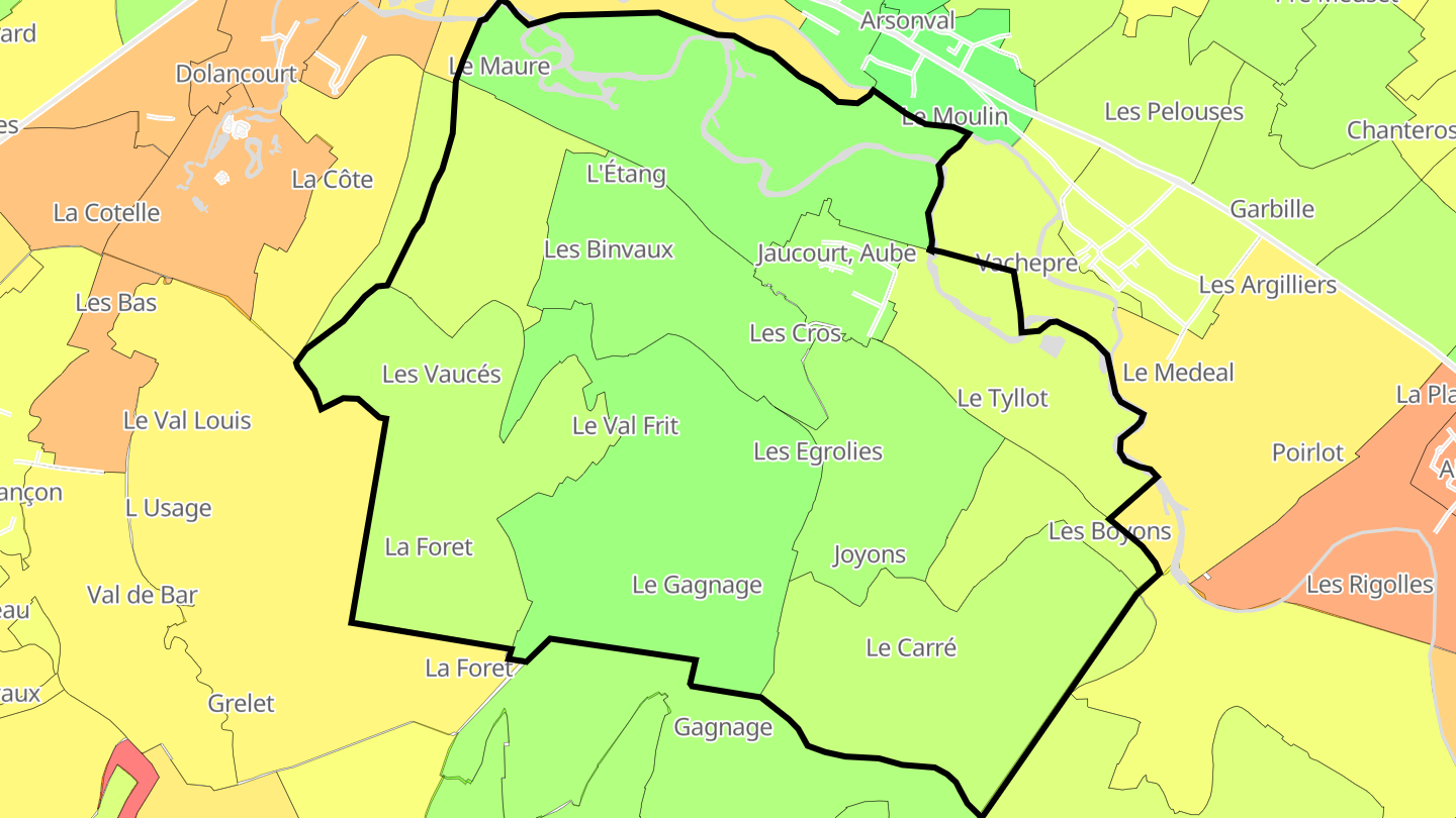 Carte des prix de l'immobilier Jaucourt