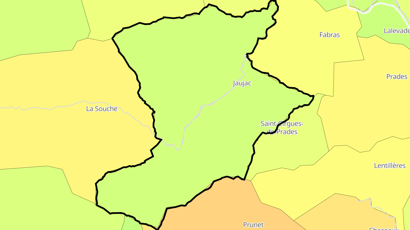 Carte des prix de l'immobilier Jaujac