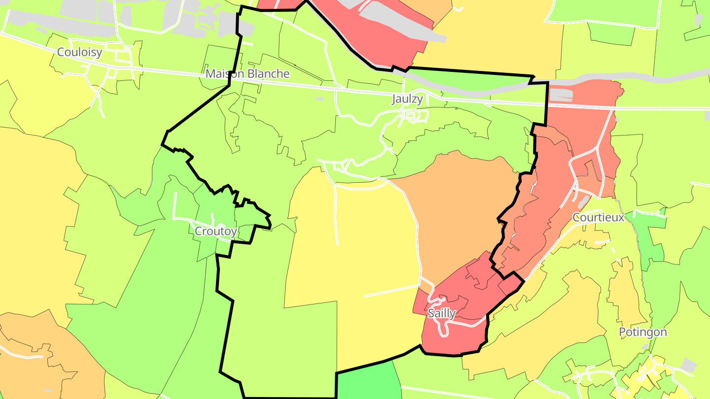Carte des prix de l'immobilier Jaulzy