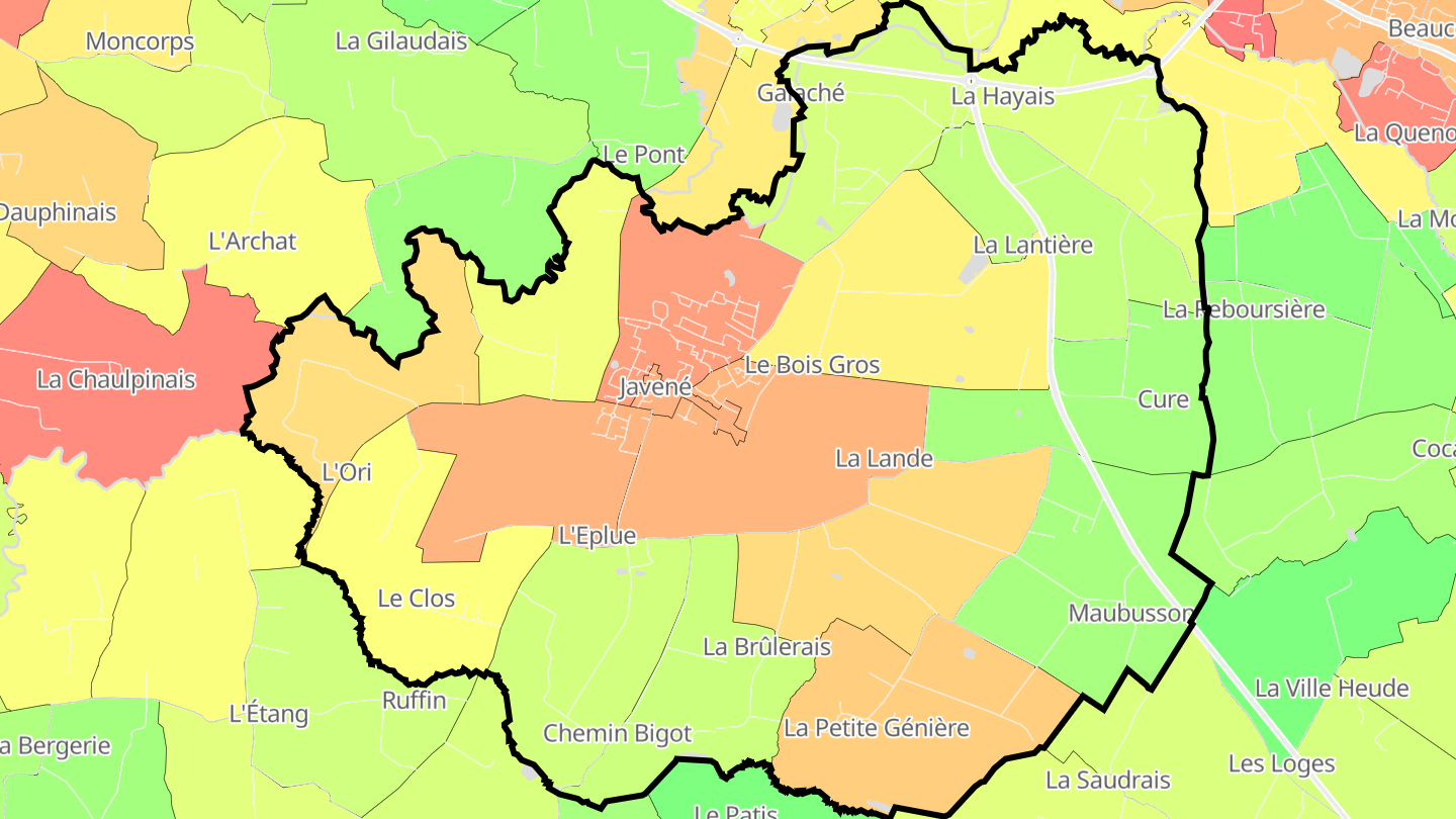 Carte des prix de l'immobilier Javené