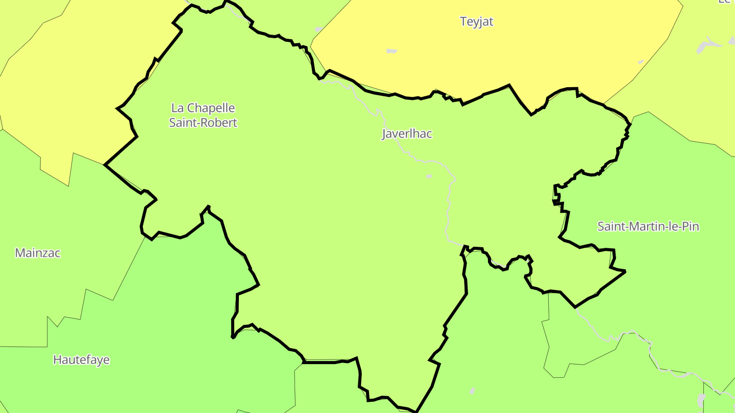 Carte des prix de l'immobilier Javerlhac-et-la-Chapelle-Saint-Robert